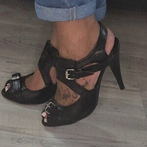 Black Buckle Heels Size 7.5
